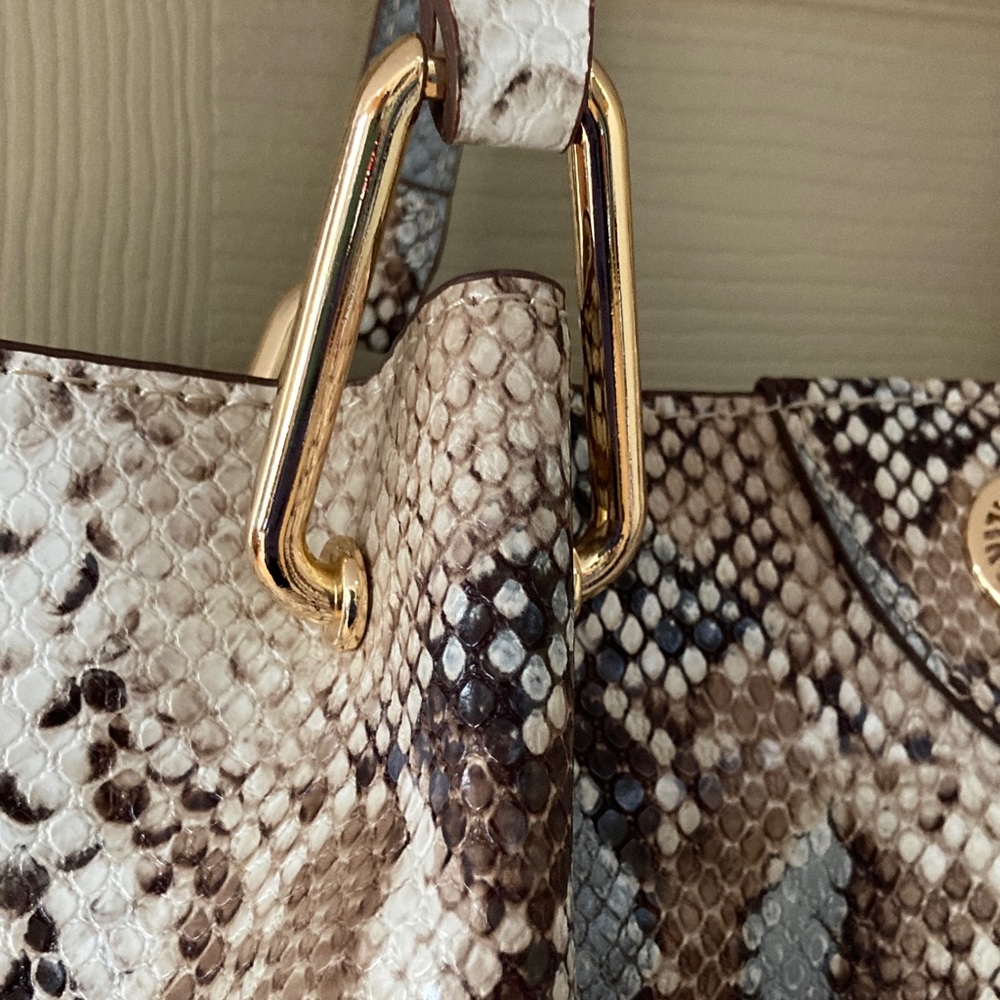 Anne Klein Women's A-Hinge Snake-Print Tote NWOT - Picture 5 of 9